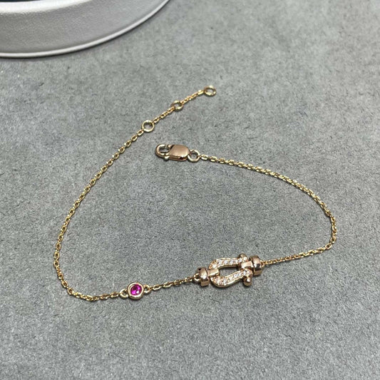 [Revel Jewelry]FORCE 10 DIAMOND CHAIN LINK PINK GOLD BRACELET