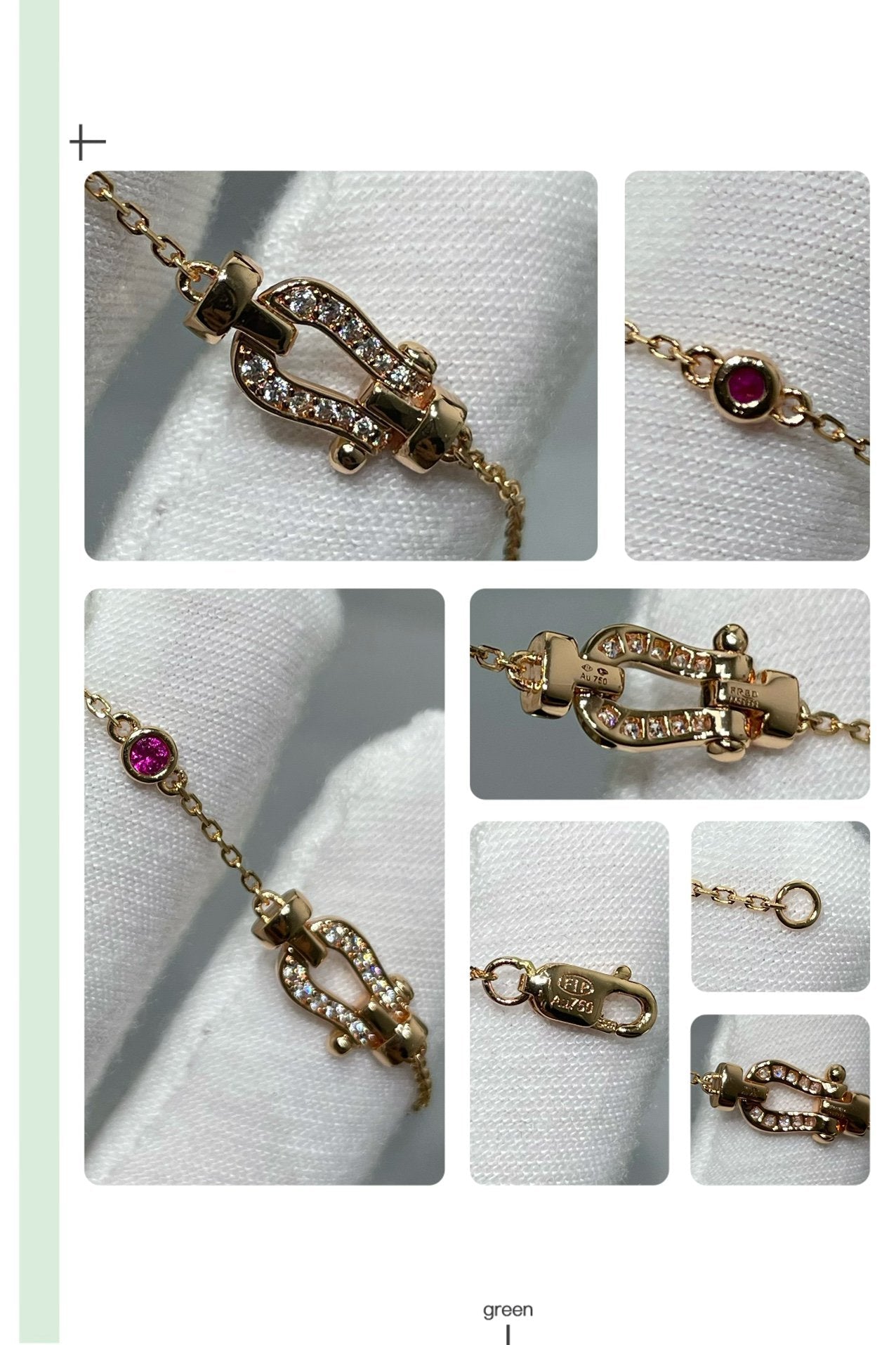 [Revel Jewelry]FORCE 10 DIAMOND CHAIN LINK PINK GOLD BRACELET
