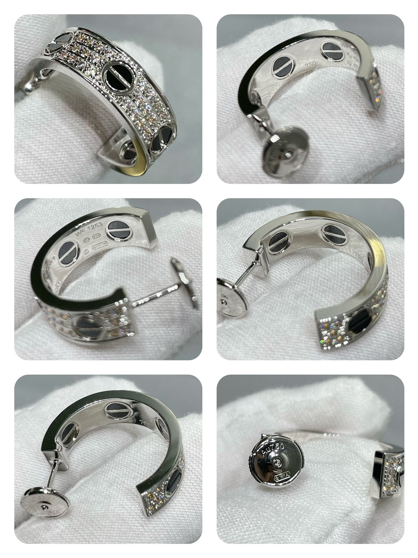 [Revel Jewelry]LIEBES-KERAMIK-DIAMANT-PAVE-SILBER-OHRRINGE