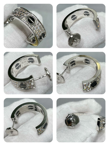 [Revel Jewelry]LIEBES-KERAMIK-DIAMANT-PAVE-SILBER-OHRRINGE