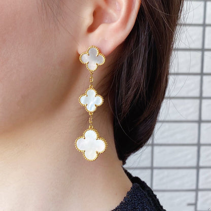 [Revel Jewelry]クローバー MOP 3モチーフ ゴールド ピアス