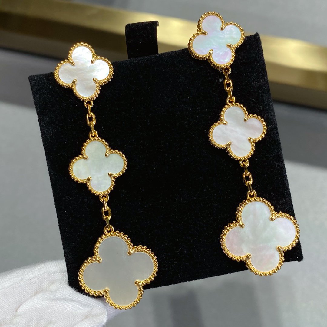 [Revel Jewelry]クローバー MOP 3モチーフ ゴールド ピアス
