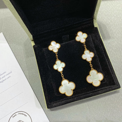 [Revel Jewelry]クローバー MOP 3モチーフ ゴールド ピアス