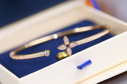 [Revel Jewelry]IDYLLE PINK GOLD OPEN BRACELET DIAMOND PAVED