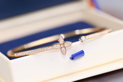 [Revel Jewelry]IDYLLE PINK GOLD OPEN BRACELET DIAMOND PAVED