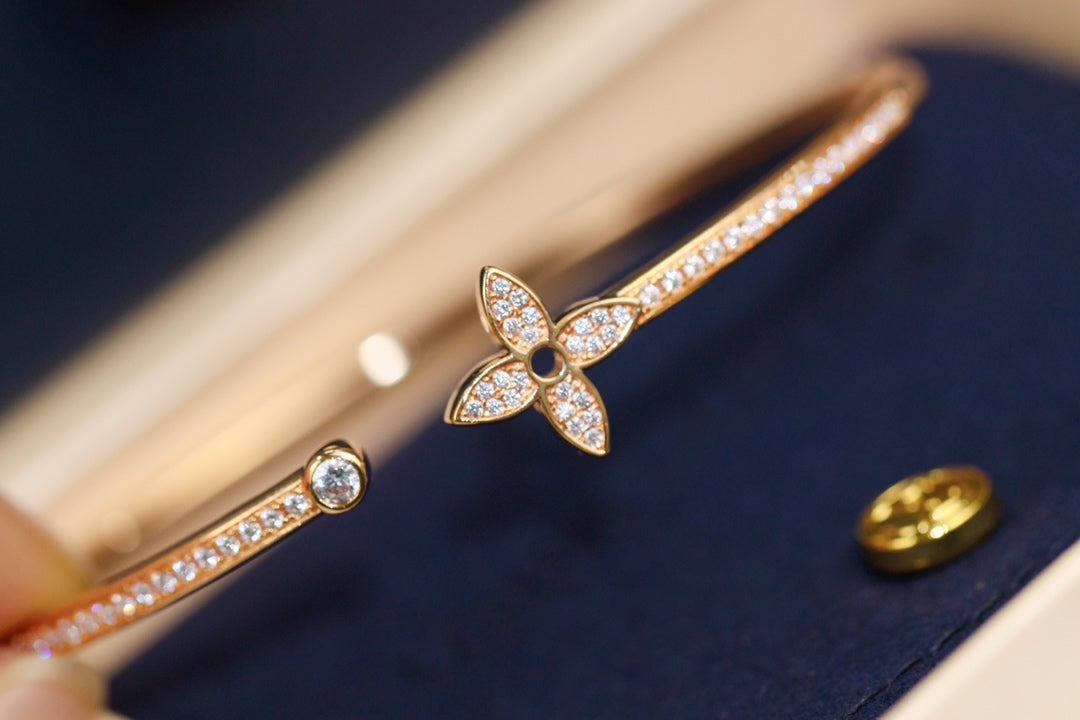 [Revel Jewelry]IDYLLE PINK GOLD OPEN BRACELET DIAMOND PAVED