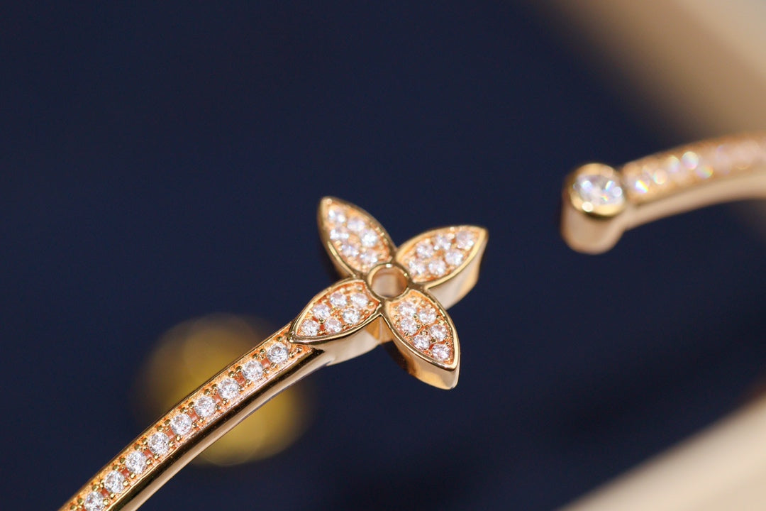 [Revel Jewelry]IDYLLE PINK GOLD OPEN BRACELET DIAMOND PAVED