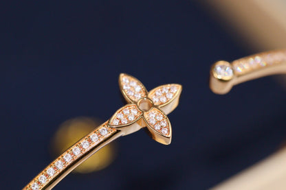 [Revel Jewelry]IDYLLE PINK GOLD OPEN BRACELET DIAMOND PAVED
