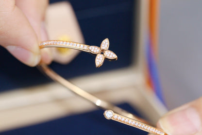 [Revel Jewelry]IDYLLE PINK GOLD OPEN BRACELET DIAMOND PAVED