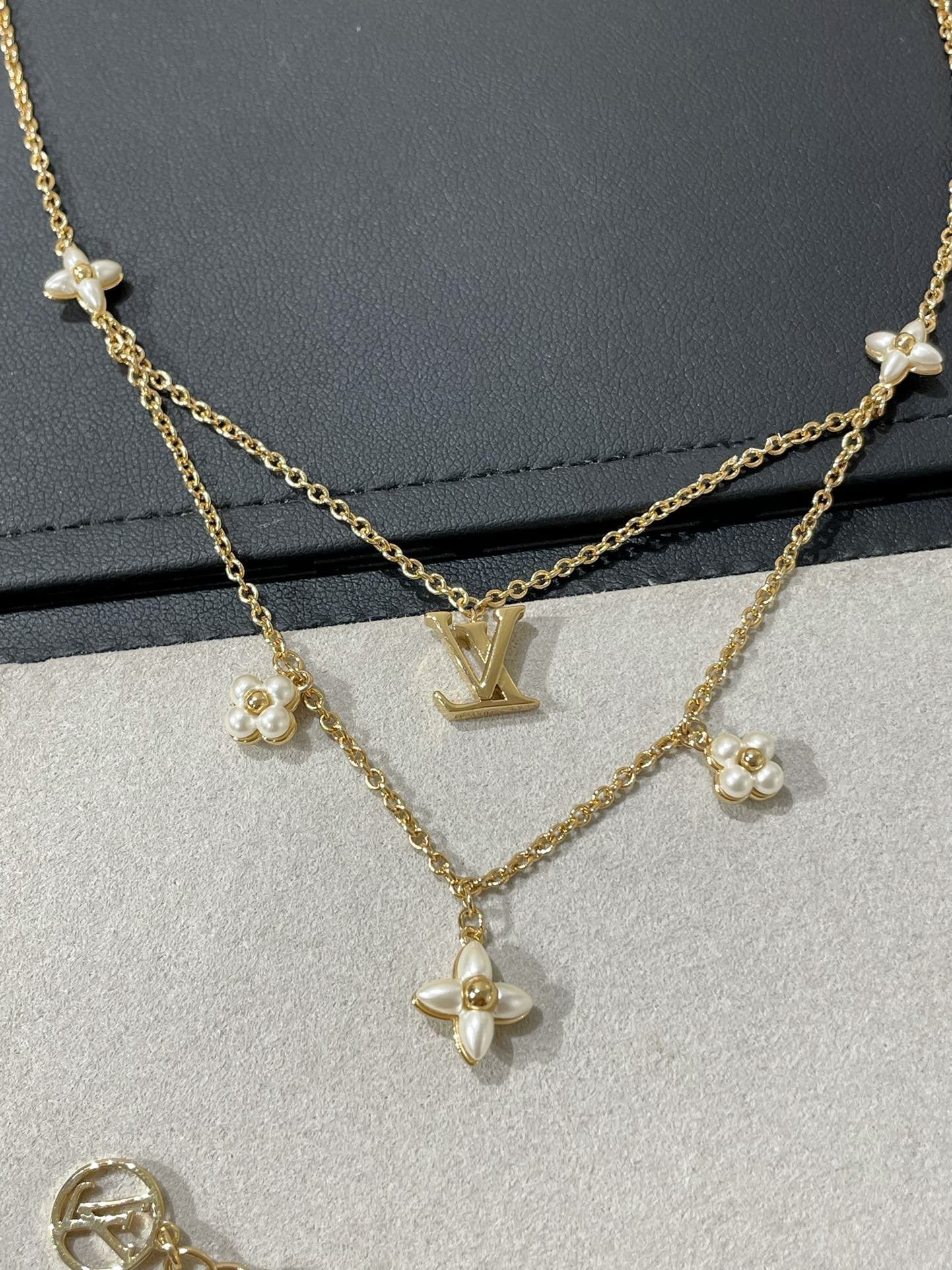 [Revel Jewelry]BLUMENGRAMM GOLD MOP ZWEIREIHIGE HALSKETTE