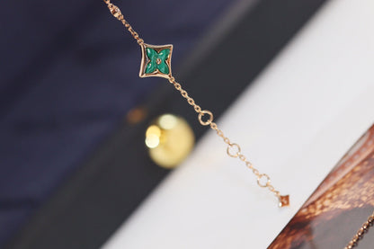 [Revel Jewelry]STAR AND SUN 4 MOTIF PINK GOLD MALACHITE BRACELET