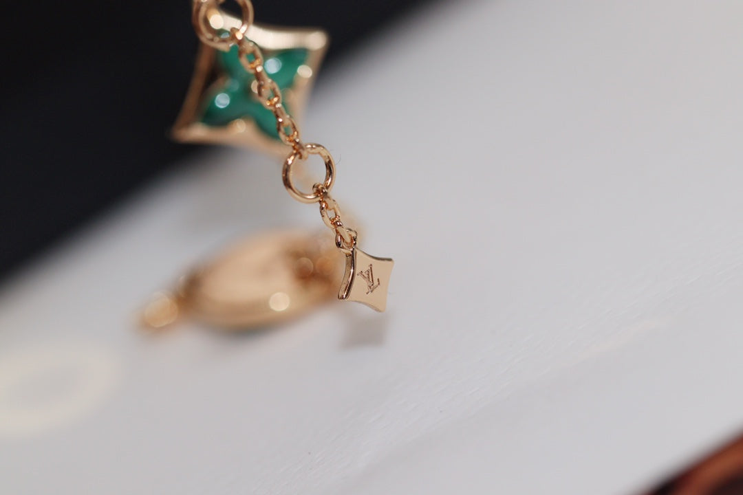 [Revel Jewelry]STAR AND SUN 4 MOTIF PINK GOLD MALACHITE BRACELET