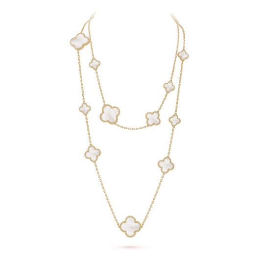 [Revel Jewelry]CLOVER 16 MOTIF WHITE MOP GOLD NECKLACE