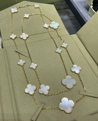 [Revel Jewelry]CLOVER 16 MOTIF WHITE MOP GOLD NECKLACE