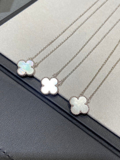 [Revel Jewelry]CLOVER MEDIUM SILVER WHITE MOP NECKLACE
