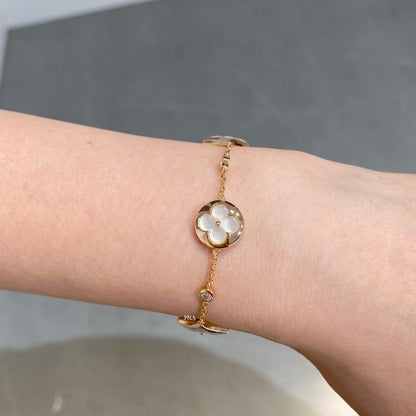[Revel Jewelry]STAR AND SUN 4 MOTIF WHITE MOP PINK GOLD BRACELET