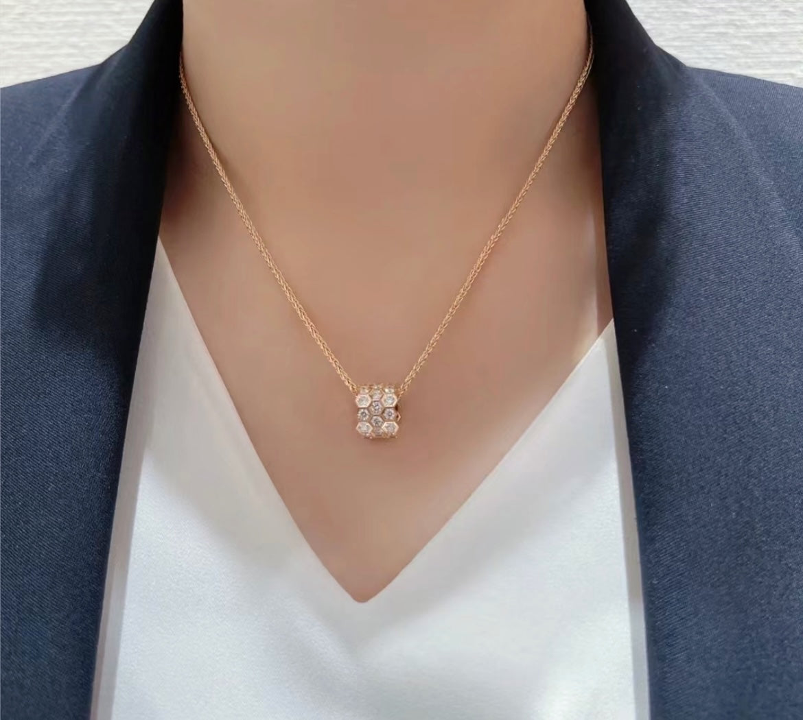 [Revel Jewelry]BEE LOVE DIAMOND PAVED 3 ROW NECKLACE
