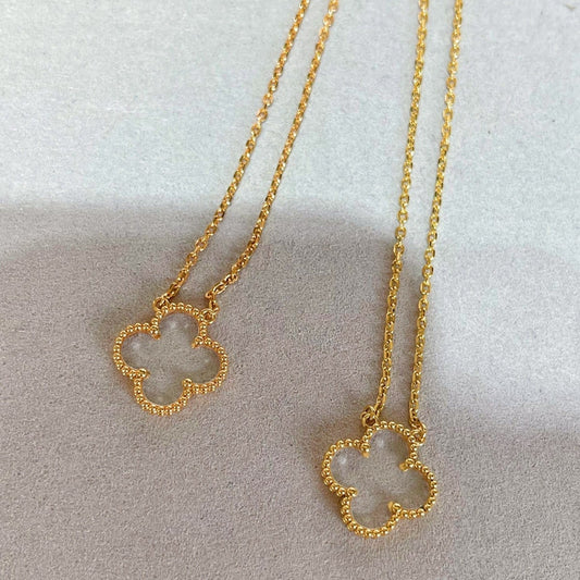 [Revel Jewelry]CLOVER ROCK CRYSTAL ROSE GOLD NECKLACE