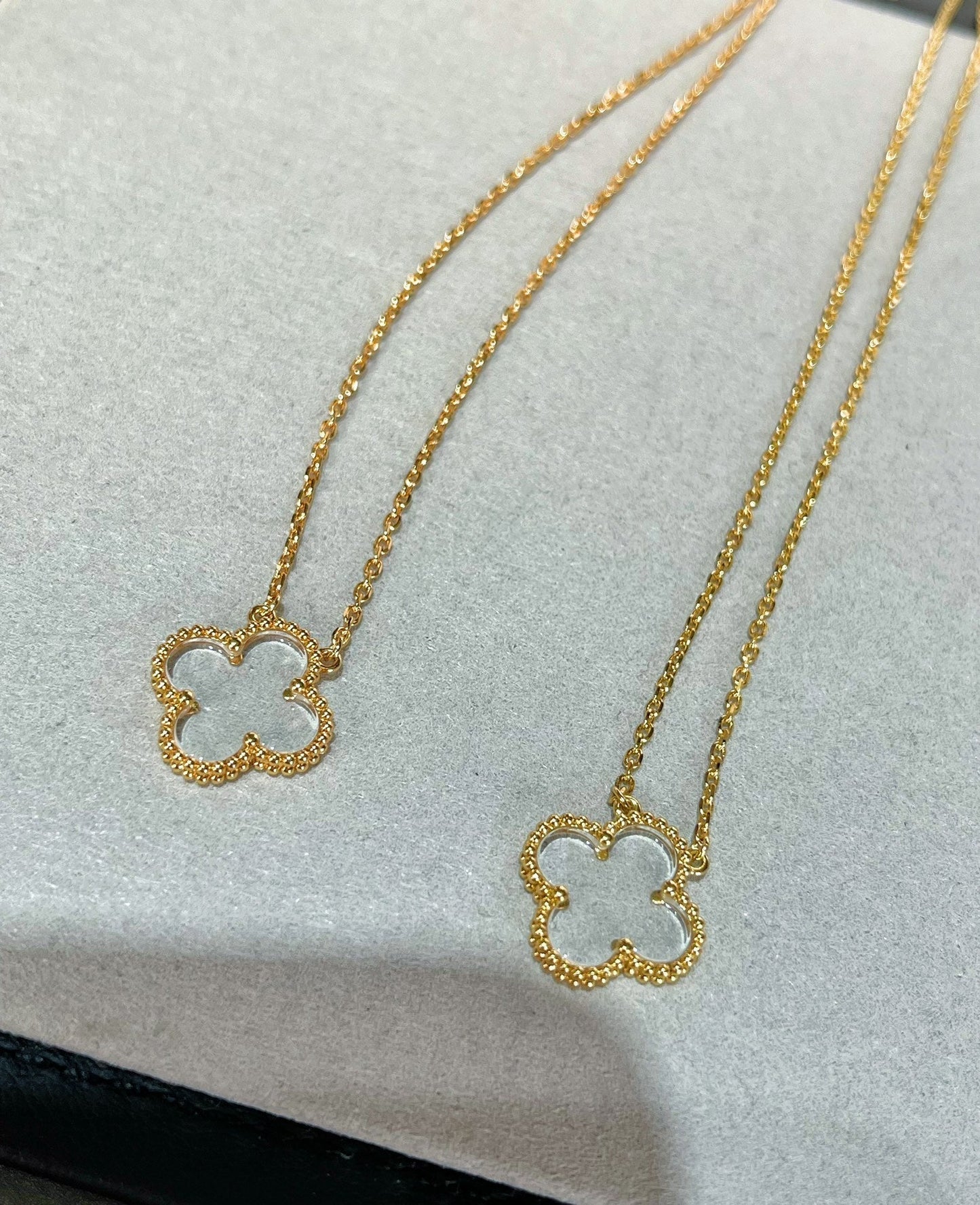[Revel Jewelry]CLOVER ROCK CRYSTAL ROSE GOLD NECKLACE