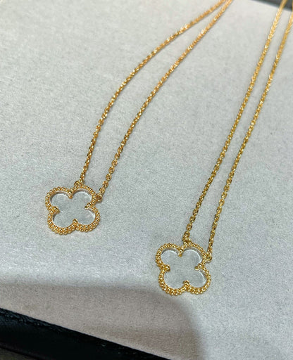 [Revel Jewelry]CLOVER ROCK CRYSTAL ROSE GOLD NECKLACE