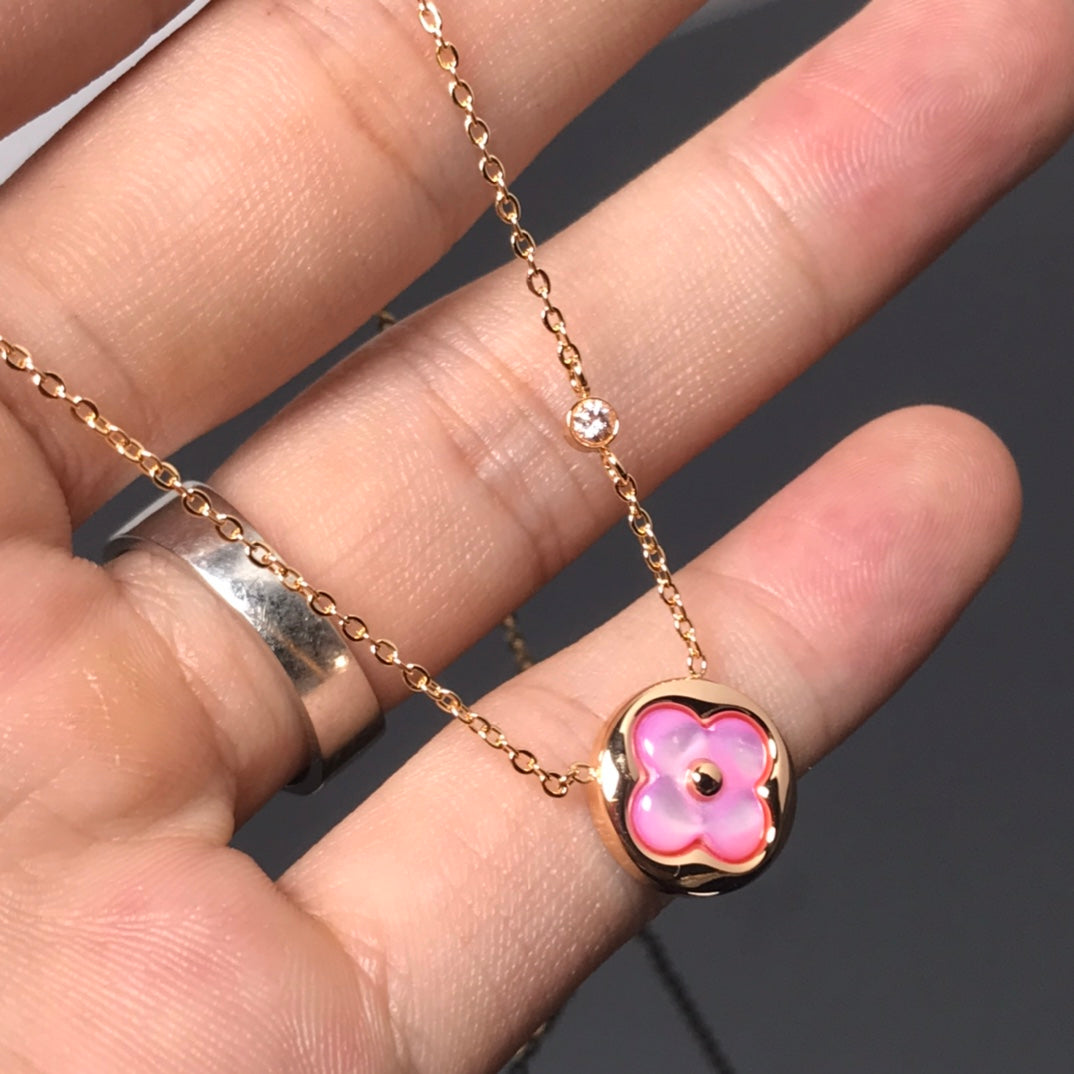 [Revel Jewelry]COLOR BLOSSOM PINK MOP SUN GOLD HALSKETTE