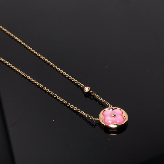 [Revel Jewelry]COLOR BLOSSOM PINK MOP SUN GOLD NECKLACE
