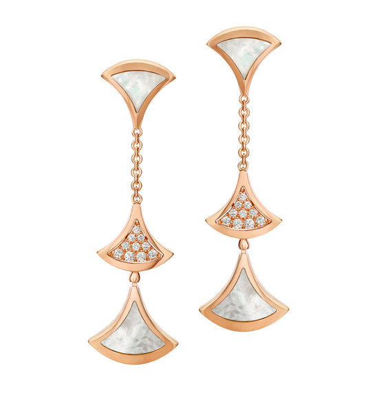 [Revel]DREAM EARRINGS 3 MOTIFS DIAMOND MOP PINK GOLD
