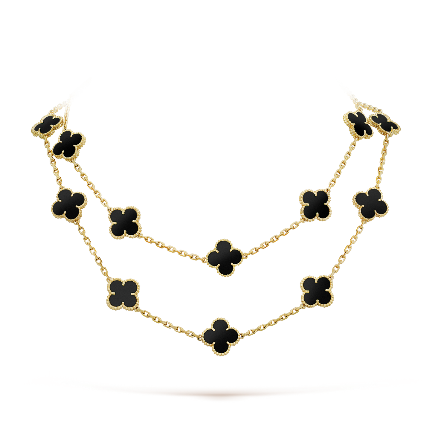[Revel Jewelry]CLOVER 20 MOTIFS ONYX NECKLACE