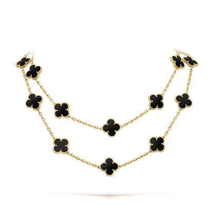 [Revel Jewelry]CLOVER 20 MOTIFS ONYX NECKLACE