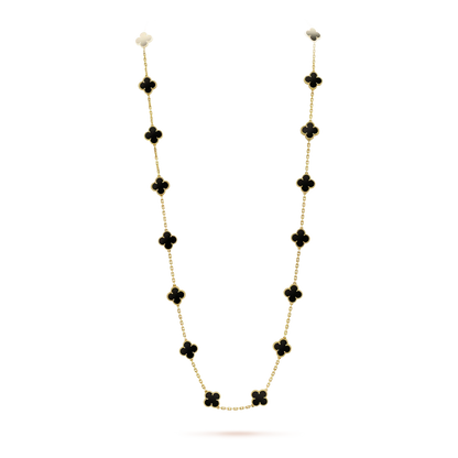 [Revel Jewelry]CLOVER 20 MOTIFS ONYX NECKLACE