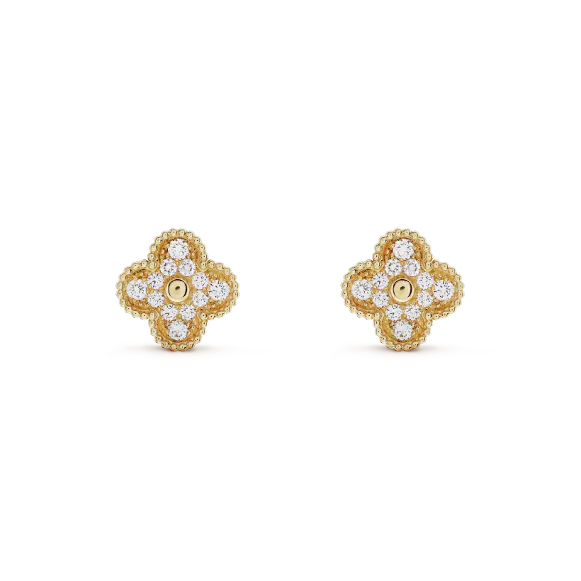 [Revel Jewelry]CLOVER MEDIUM 1 MOTIFS FUll DIAMOND EARRINGS