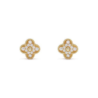 [Revel Jewelry]CLOVER MEDIUM 1 MOTIFS FUll DIAMOND EARRINGS