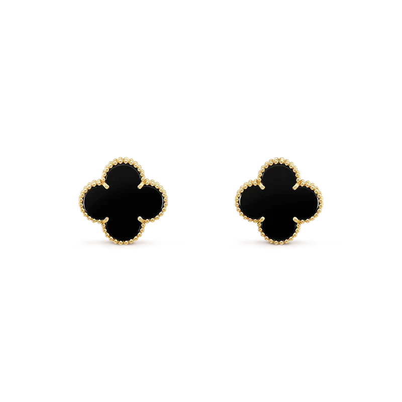 [Revel Jewelry]CLOVER MEDIUM 1 MOTIFS  ONYX STUD EARRINGS