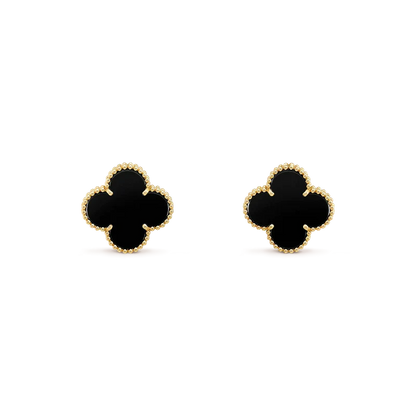 [Revel Jewelry]CLOVER MEDIUM 1 MOTIFS  ONYX STUD EARRINGS
