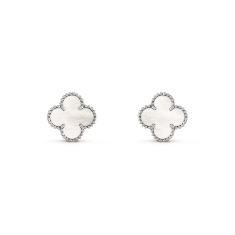 [Revel Jewelry]CLOVER MEDIUM 1 MOTIFS  WHITE MOP EARRINGS SILVER
