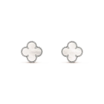 [Revel Jewelry]CLOVER MEDIUM 1 MOTIFS  WHITE MOP EARRINGS SILVER