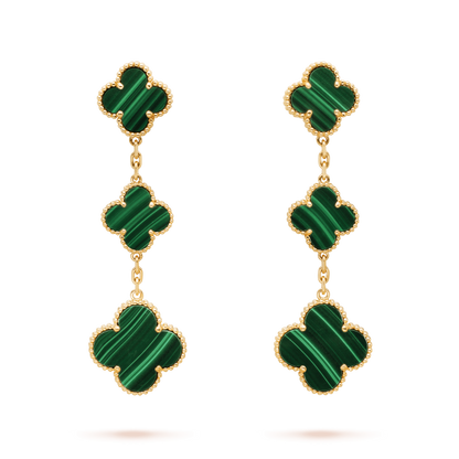 [Revel Jewelry]クローバー マラカイト 3モチーフ ゴールド
