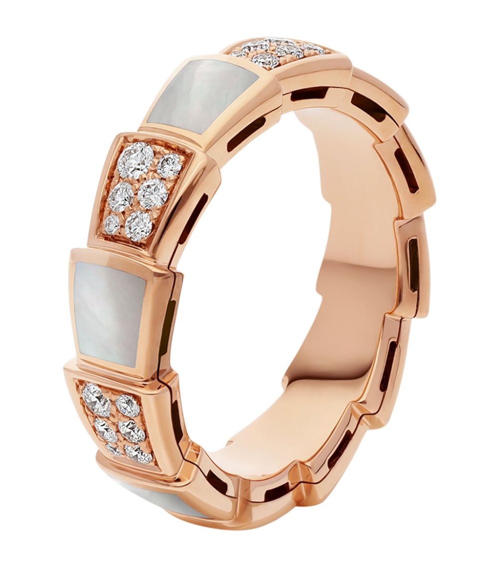[Revel]SERPENTI RING PINK GOLD MOP DIAMOND PAVED 4MM