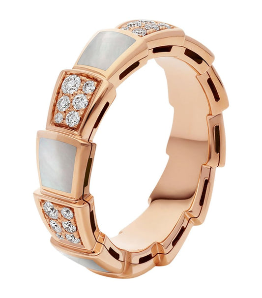 [Revel]SERPENTI RING PINK GOLD MOP DIAMOND PAVED 4MM