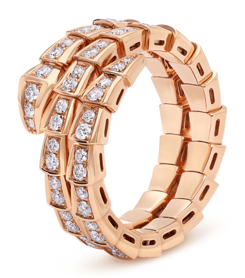 [Revel]SERPENTI RING PINK GOLD DIAMOND DOUBLE ROW