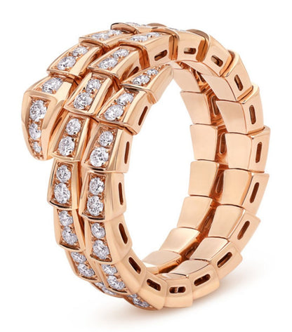 [Revel]SERPENTI RING PINK GOLD DIAMOND DOUBLE ROW