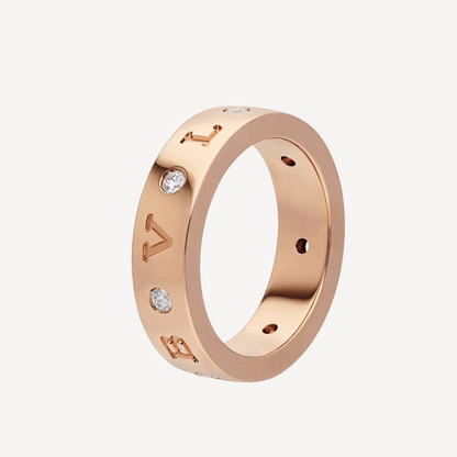 [Revel]ZERO 1 ESSENTIAL PINK GOLD BAND WITH DIAMONDS RING