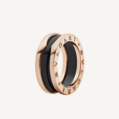 [Revel]ZERO 1 TWO-BAND LOOPS AND BLACK CERAMIC PINK GOLD RING
