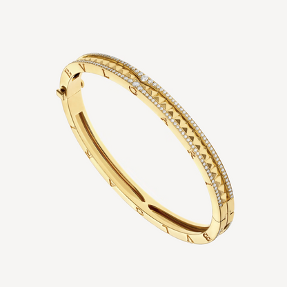 [Revel]ZERO 1 SPIRAL AND PAVED DIAMOND GOLD BRACELET
