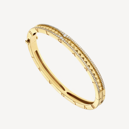 [Revel]ZERO 1 SPIRAL AND PAVED DIAMOND GOLD BRACELET