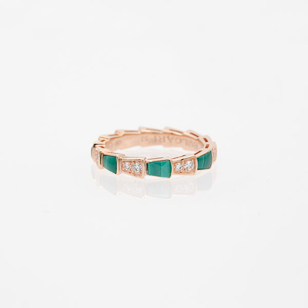 [Revel]SERPENTI RING PINK GOLD MALACHITE DIAMOND 3MM