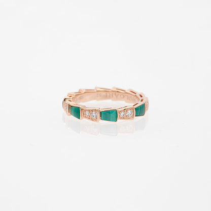 [Revel]SERPENTI RING PINK GOLD MALACHITE DIAMOND 3MM