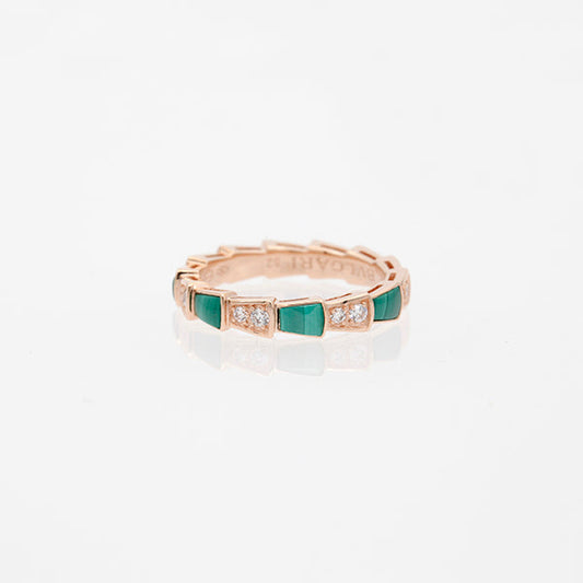 [Revel]SERPENTI RING PINK GOLD MALACHITE DIAMOND 3MM