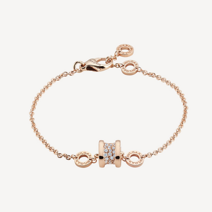 [Revel]ZERO 1 SOFT PINK GOLD WITH PAVED DIAMONDS ON THE SPIRAL BRACELET