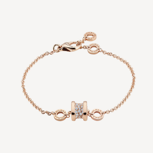 [Revel]ZERO 1 SOFT PINK GOLD WITH PAVED DIAMONDS ON THE SPIRAL BRACELET